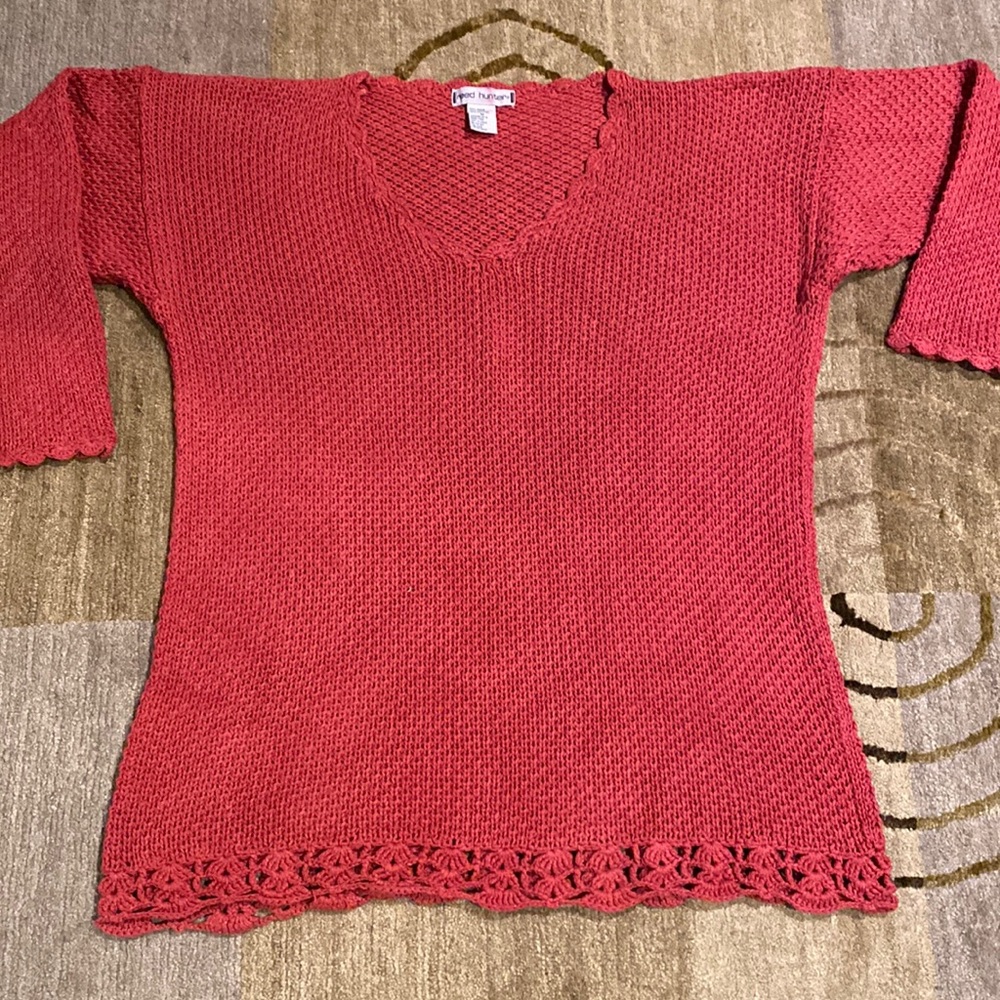 ~Reed Hunter~ Red Vintage V-Neck Sweater